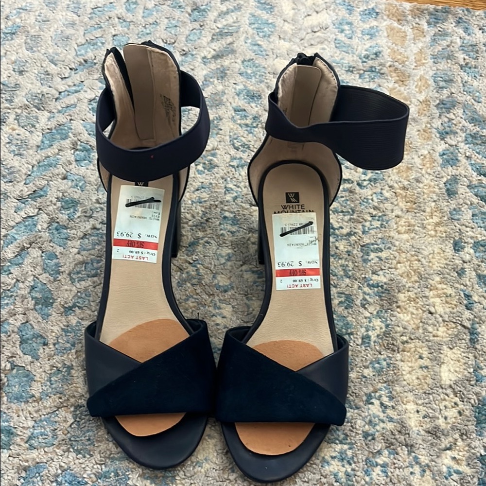 White House Black Market Black Heels with Ankle Strap